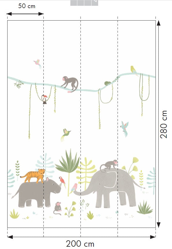 Papel de colgadura Happy Dreams Jungle Whole Panel HPDM8299