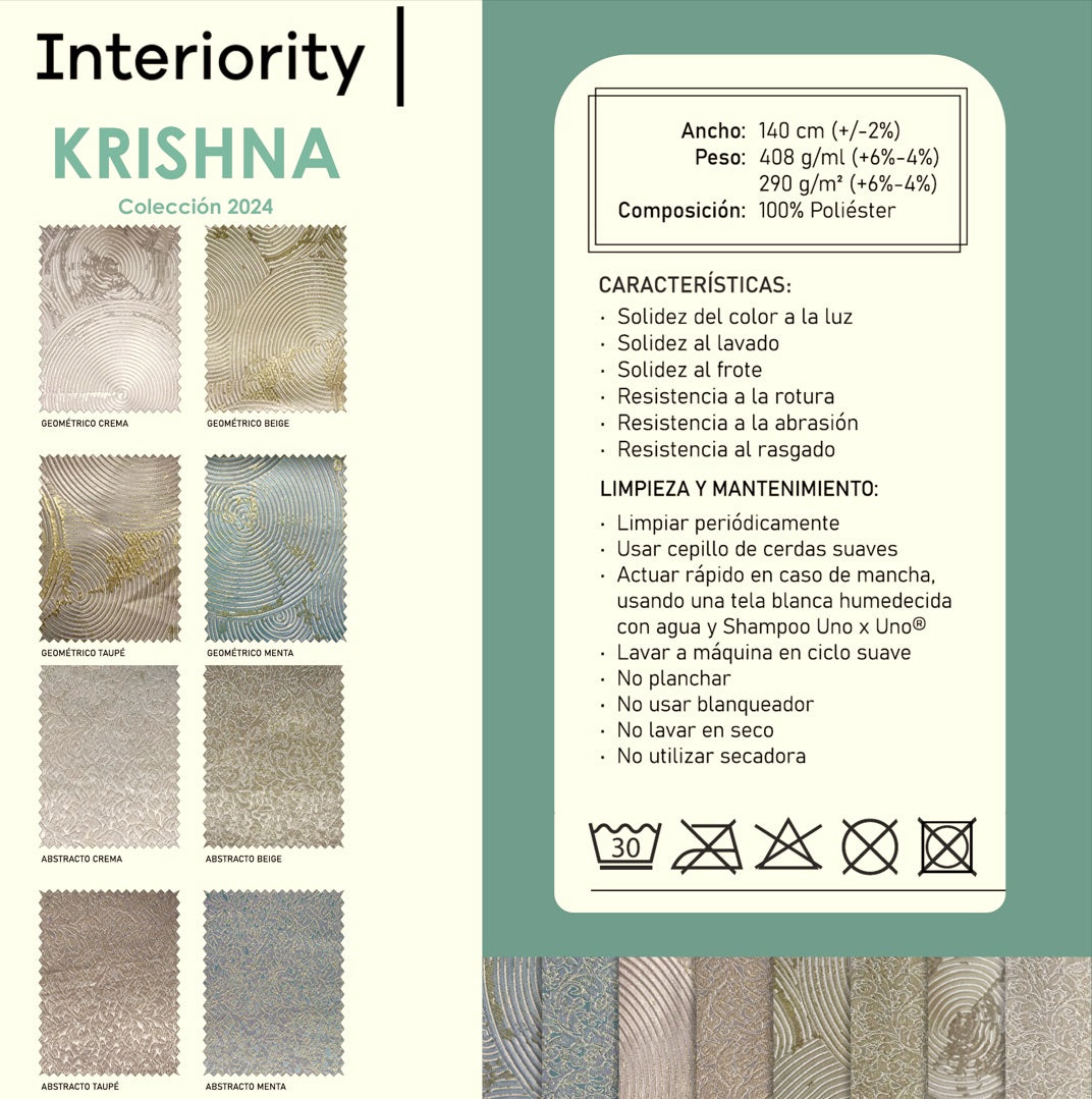 Tela Krishna Geométrico Menta