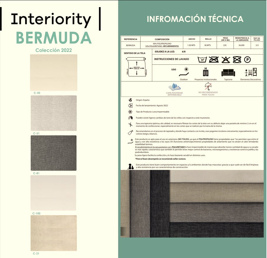 Tela Bermuda Outdoor