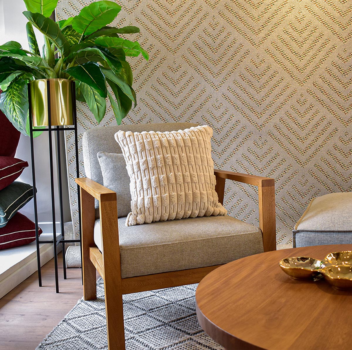 Cojín Gaudí abstracto beige