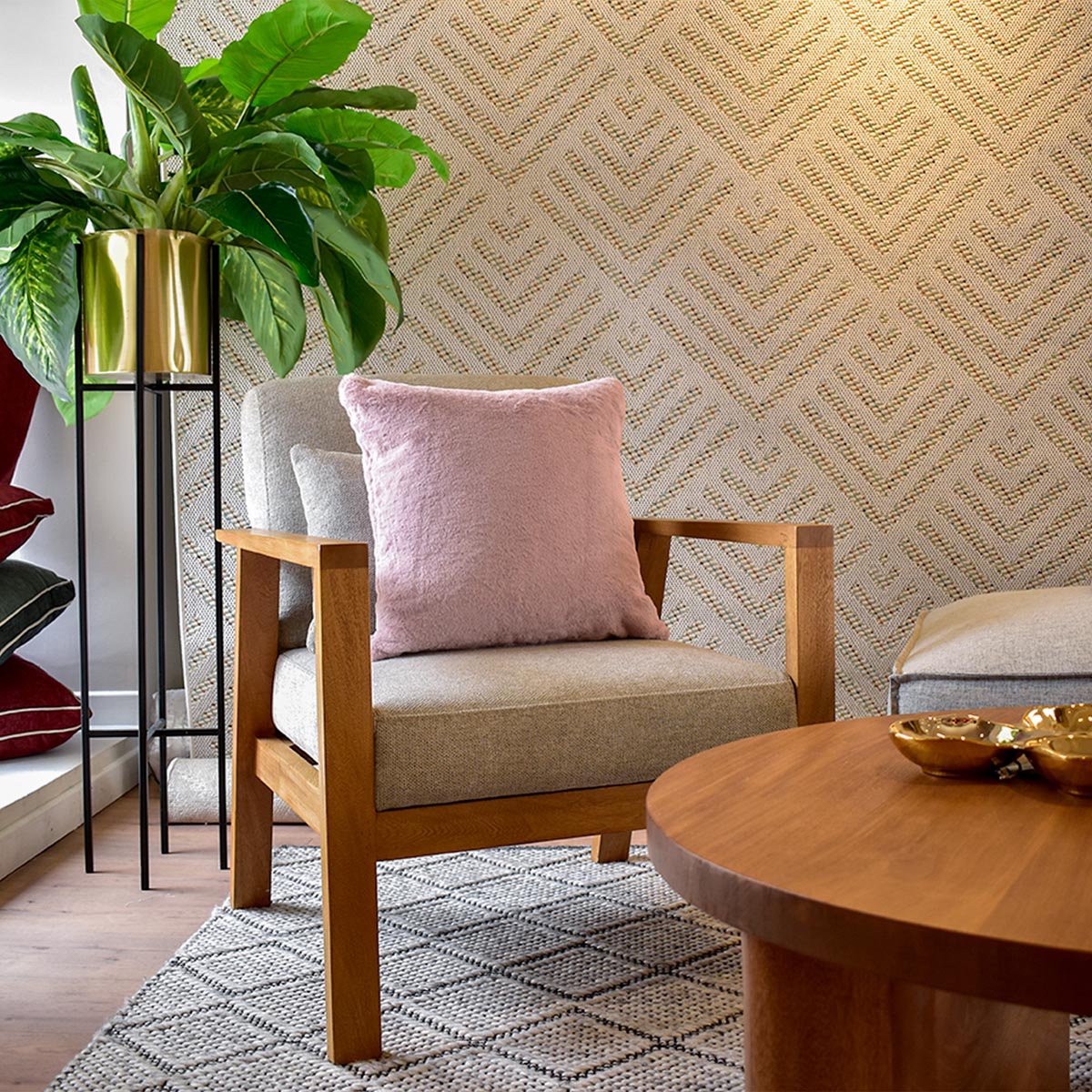 Cojín Gaudí liso palo de rosa