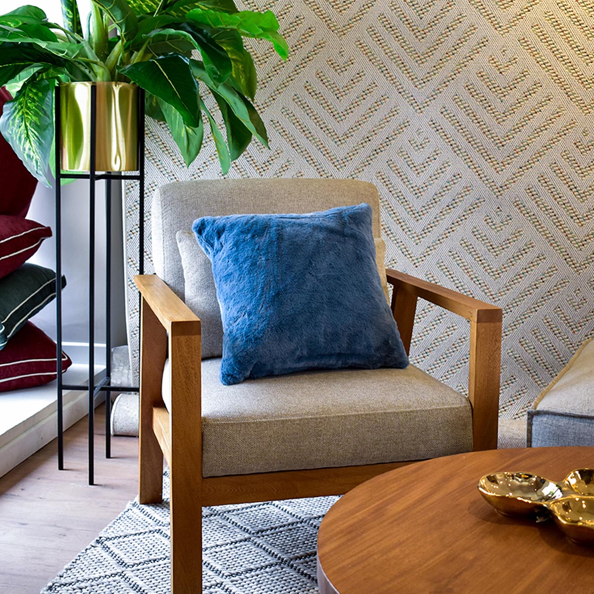 Cojín Gaudí liso azul